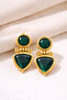 Windsour Green Stone Design Gold Framed Antique Retro Dangle Luxury Gold Earrings