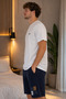 Pijapi̇a %100 Pa Cotton Light Collar Short Sleeves Men's Shorts Pajama Set 2974 - 4