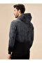 Chest Embossed Print Hooded Three Thread Fleece Sweatshirt - 3