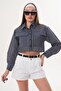 Women's Stripe Patterned Pair Pocketed Short Shirt 260315 -