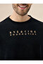Solid Chest Typography Textured Lightweight Black Sweatshirt - 4