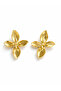 Wnode Gold Colorful Four-Leaf Flower Stylish Design Gold Earrings - 2