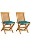 Garden Chairs with Light Blue Cushions 2 pcs Solid Teak Wood