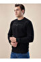 Textured Slogan Print Regular Fit Lightweight Black Sweatshirt - 2