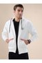 Solid Brand Logo Hooded Zipper Regular Fit White Sweatshirt - 6