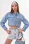 Women's Stripe Patterned Pair Pocketed Short Shirt 260315 - - 3