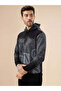 Chest Embossed Print Hooded Three Thread Fleece Sweatshirt - 2