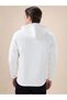 Solid Brand Logo Hooded Zipper Regular Fit White Sweatshirt - 3