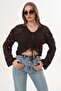 Women's Lace-Up Patterned Knitted Cardigan 260460 - 265267 - 4