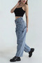 Snow Wash Baggy Pocketed Women's Denim Trousers 412728 - 2