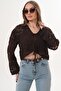 Women's Lace-Up Patterned Knitted Cardigan 260460 - 265267 - 3