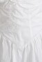 Women's White Strappy Corset Detailed Gathered Collar Long Dress - 3