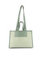 Women Green Wavy Patch Color Block Tote Bag