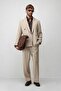 Beige Relax Fit Pleated Men's Trousers - 2