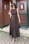 Women's Stylish Belt Detail Ruffled Linen Textured Summer Dress - 5
