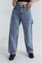 Snow Wash Baggy Pocketed Women's Denim Trousers 412728 - 4