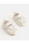 Baby Beige Flower Patch Pram Shoes - 3