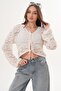 Women's Lace-Up Patterned Knitted Cardigan 260460 - 265267 - 3