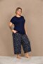 Short Sleeve Plus Size Women's Pajama Set with Capri Pants