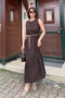 Women's Stylish Belt Detail Ruffled Linen Textured Summer Dress - 6