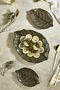 Liva Set of 3 Leaf-Shaped Glass Serving Presentation Plates - Appetizer & Decorative Presentation Plates - 3 Pieces - 2