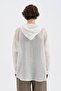 Women's %100 Linen Hooded Long Sleeve Design Shirt - 4