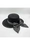 Women's Black Straw Hat with Ponytail Compatibility, Summer Hat with Adjustable Drawstring