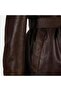 Women's Tan Belt Li Double-Breasted Leather Trench Coat - 3