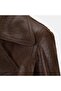 Women's Tan Belt Li Double-Breasted Leather Trench Coat - 4