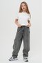 Unisex Children's Knee-Stitched Wide-Leg Loose-Fit Wide Leg Baggy Bottom Wear Denim Denim Trousers - 2