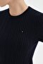 Women's Knitwear Knitted Front Logo Design Short Sleeve Blouse - 6