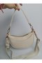 Women's Beige Shoulder Bag with Double Straps Mini Baguette Bag - 7