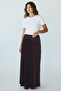 Women's Skirt with Elastic Waist, V-Neck Cut, Combed Cotton Fabric - 4