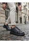 Lace-Up Patent Leather Stitched Parachute Detailed High Black Comfortable Sole Men's Shoes 243-Bkr - 2