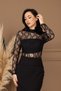 Atlas Fabric Lace Detailed Dress - Black - 4