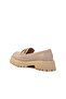 Beige Women's Loafer Shoes - 4
