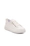 White Lace-Up Leather Women's Sneakers - 3