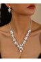 2-Piece Embellished Rhinestone Drop Necklace and Earrings Jewelry Set - 2