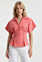 Shirt Collar Lace-Up Detailed Regular Fit Shirt with Fitted Waist - 3
