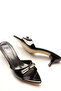 Black patent leather buckle women's slippers - 4