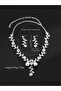 2-Piece Floral Embellished Necklace and Earrings Jewelry Set - 4