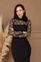 Atlas Fabric Lace Detailed Dress - Black - 6