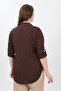 Women's Brown Button Detail Plus Size Viscose Shirt - 3