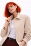 Women's Stone Oversize Seasonal Gabardine Jacket with Snap Detail and Inner Pocket - 6