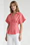 Shirt Collar Lace-Up Detailed Regular Fit Shirt with Fitted Waist