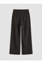 Brown Textured Women's Trousers with Elastic Waist - 2