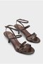 Women's Oval Toe Double Strap Belt Buckled Heeled Casual Shoes Sandals Auros Brown