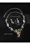 2-Piece Leaf Shape Embellished Necklace and Earrings Jewelry Set - 4