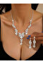 2-Piece Embellished Rhinestone Drop Necklace and Earrings Jewelry Set