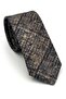 Navy Blue Beige Gray Patterned Gray Woven Fabric Handkerchief Slim Fit Tie // Sdk-2610-3